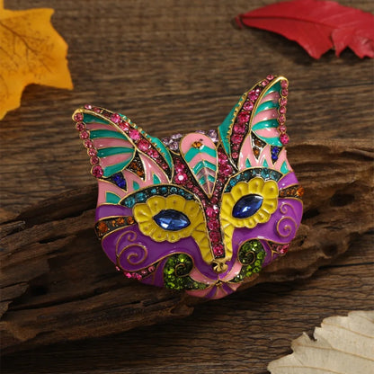 1 Piece Rhinestone Fox Head Design Ladies Brooch, Set Jacket Clothing Accessories, Party Gift Couple Dress Up, Luxury Simulation