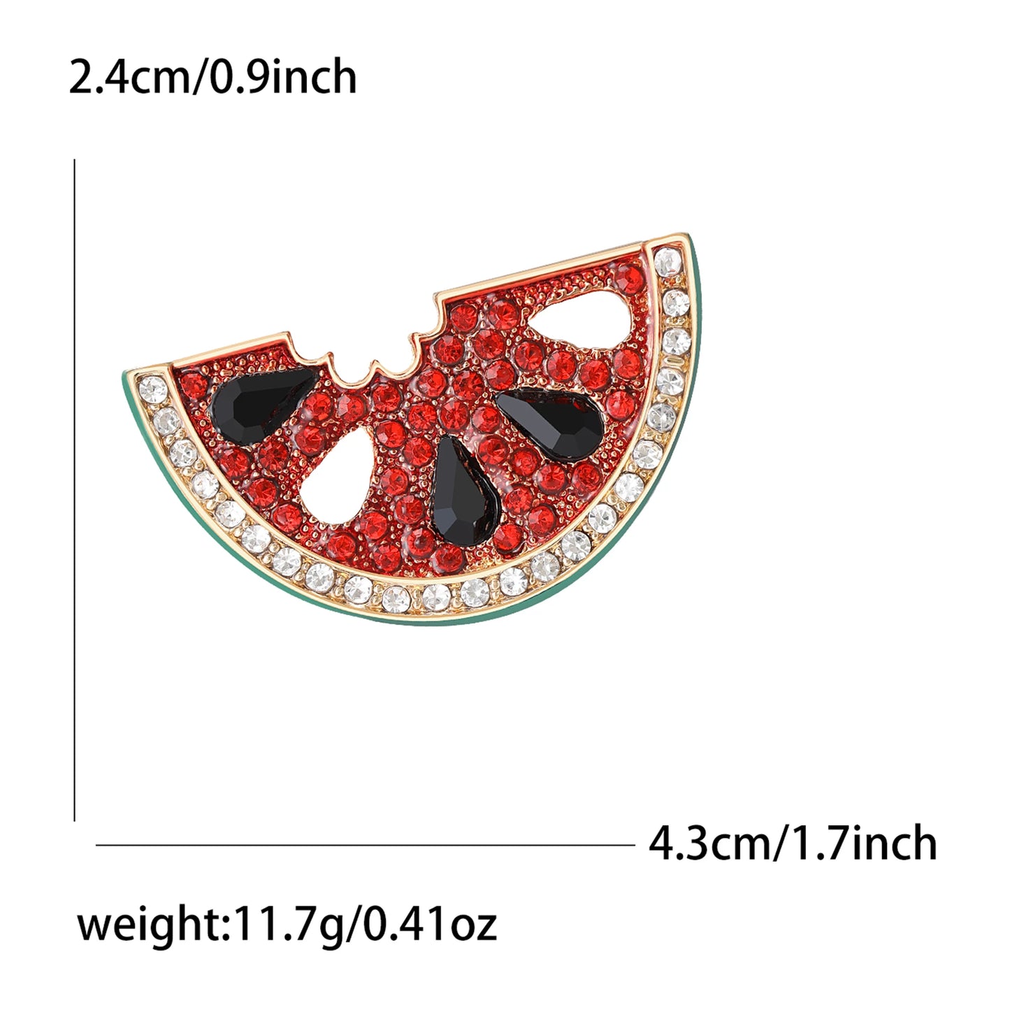 Beaut&Berry Classic Rhinestone Watermelon Brooches for Women Unisex Fruit Pins Casual Party Accessories Gifts Friends Decoration