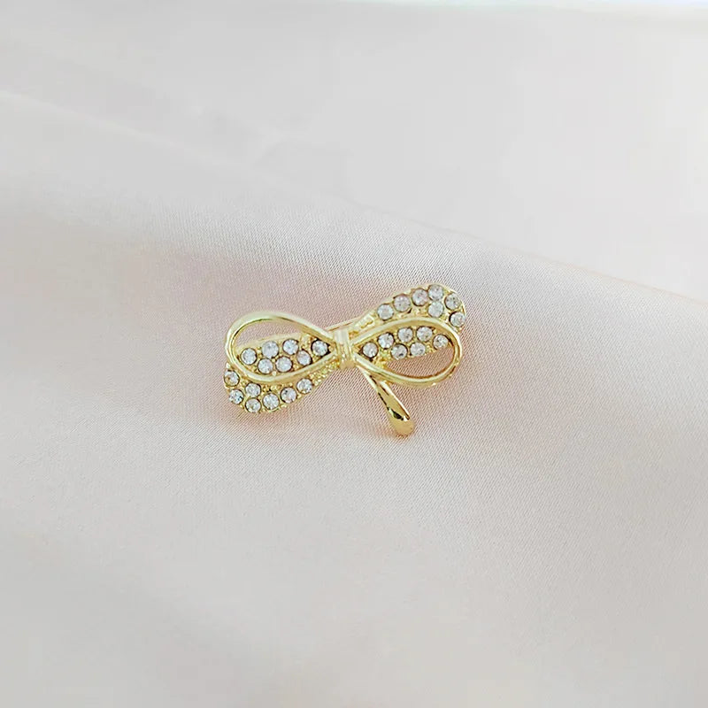 Sparkling Rhinestone Bow Brooch Crystal Pearl Bowknot Brooches For Women Men Wedding Party Office Pins Accessories Jewelry Gifts