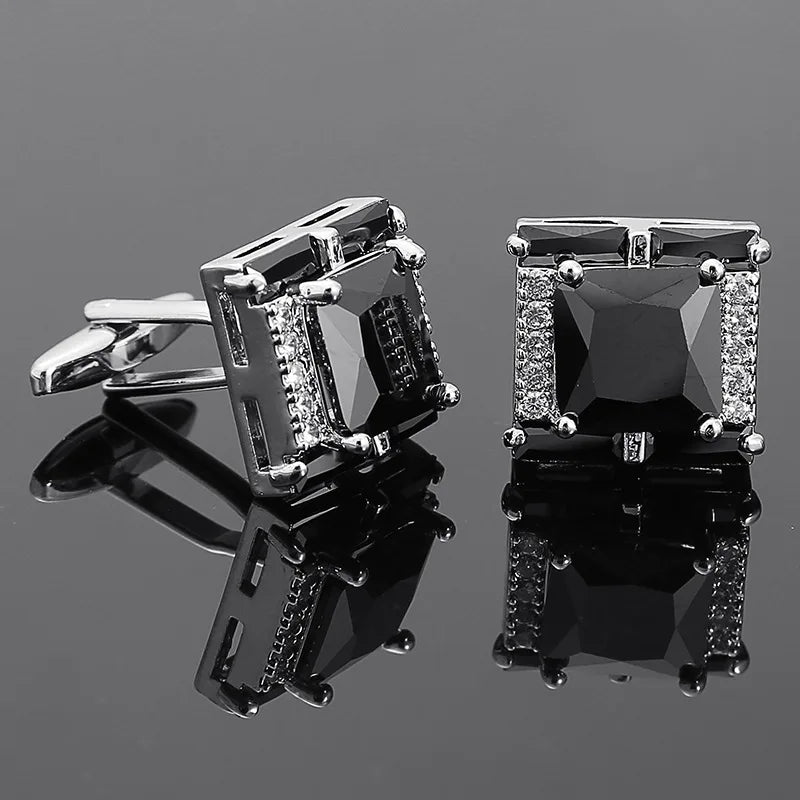 Diamond Cufflinks Mens Shirts Jewelry Luxury Brand Button Green French Style Cufflinks Black Crystal Hot Sale Cuff zircon Buckle