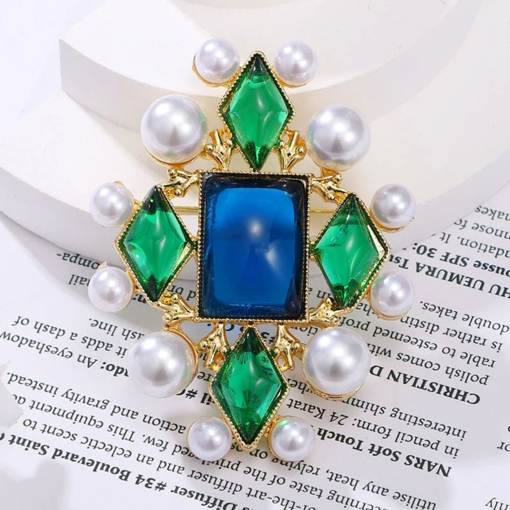 Baroque-Style Luxury Vintage Cross Brooch for Men and Women, Jewelry, Fashion Accessories, Wedding and Party Gifts