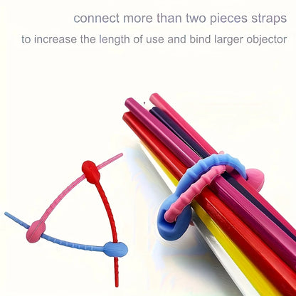 5pcs Silicone Reusable Cable Organizer Storage Bag Tie, Wire Management Zipper Tie, Multi-Functional Bag Clip,Organizer Clip cable
