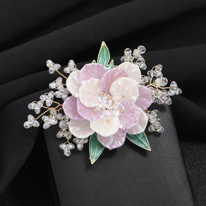 SKEDS 2022 Exquisite Luxury Women Rhinestone Flower Brooch Badges Pearl Crystal Plant Brooches High Quality Retro Pin For Lady