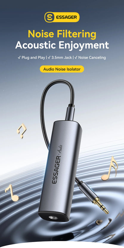 Essager 3.5mm Aux Cable Audio Noise Filter Ground Loop Noise Isolator Eliminate Cancelling for Home Stereo Car Audio System