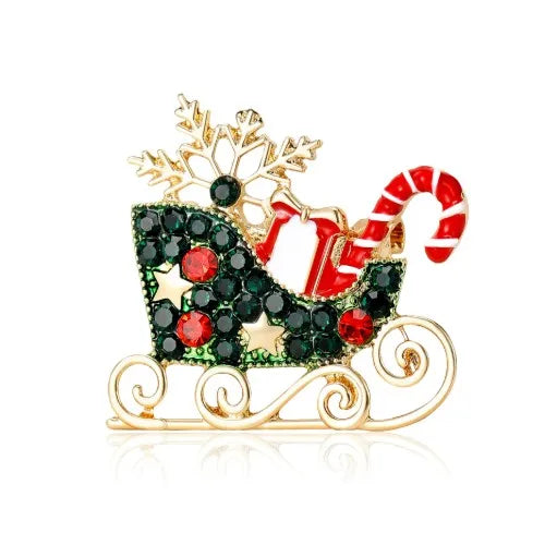 Green Rhinestone Christmas Tree Brooches Pins For Women Man Unisex Crystal Jewelry Gifts Clothes Accessories