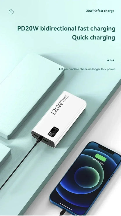 Lenovo 50000mAh 120w Super Fast Charging External Battery Ultra Capacity PowerBank Portable LED Digital Display For IPhone