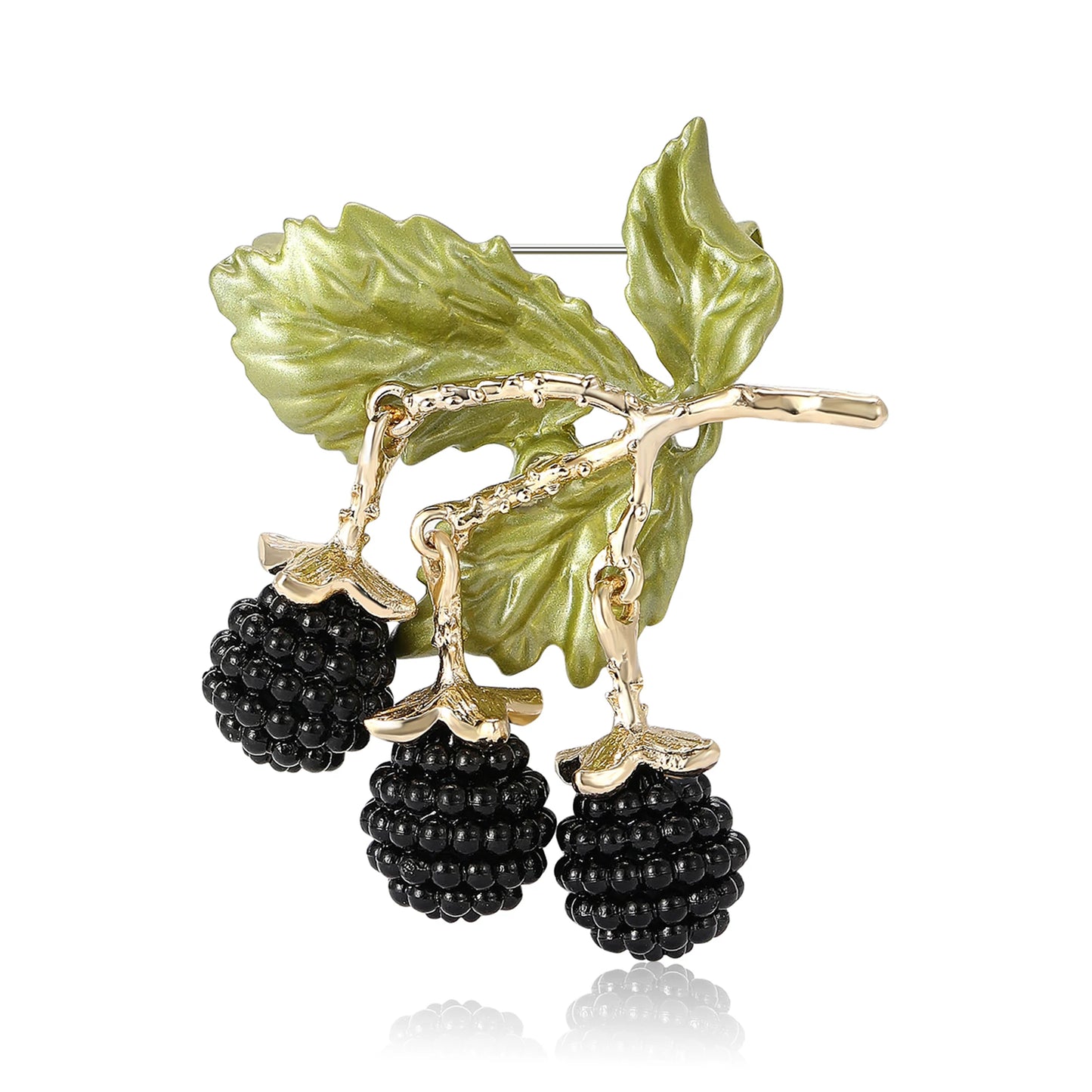 Beaut&Berry Enamel Blackberry Brooches for Women Unisex Fruit Plant Pins Casual Party Accessories New Gifts Friends Decoration