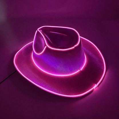 LED Glowing Cowgirl boy Hat Neon Luminous Bride Hat For Holiday Light Up Supplies Fluorescent Party Props Bachelorette Party Hat