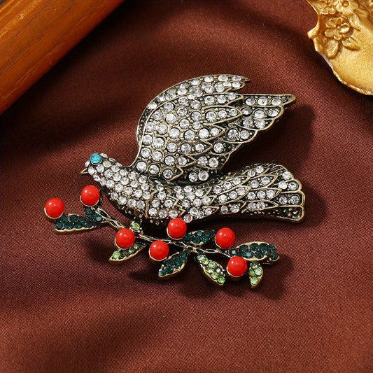 Baroque Luxury Beautiful Peace Dove Bird Design Men Women Brooch Pin，Jewelry Accessories, WeddingHolidayPartyCoupleSurprise Gift