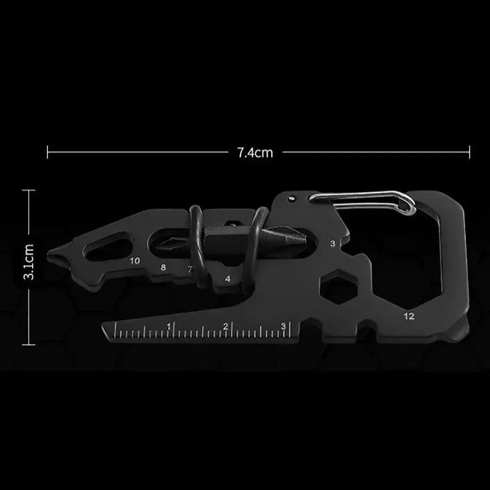 Stainless Steel Multifunction Carabiner Keychain, Bottle Opener Card Tool, Outdoor Camping Climbing Portable Accessories