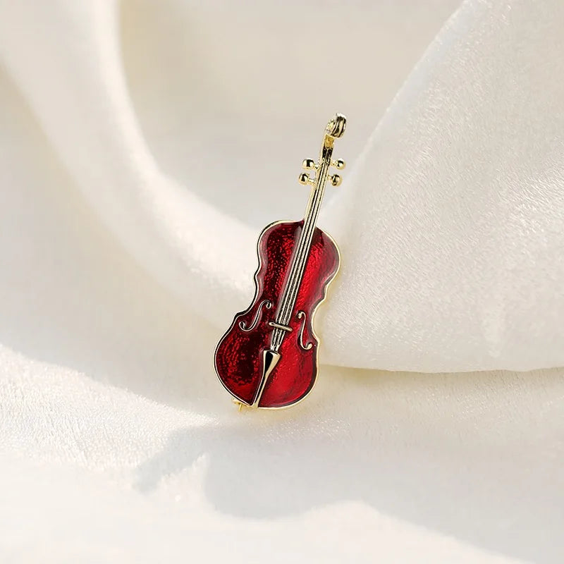 Fashion Violin  Punk Brooches Crystal Rhinestone Musical Instruments Brooch Pin Jewelry Accessories