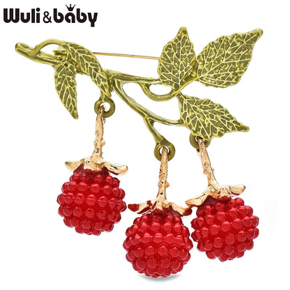 Wuli&baby Lovely Enamel Fruits Brooches For Women Unisex 2-color Plants Casual Party Clothes Brooch Pins Gifts