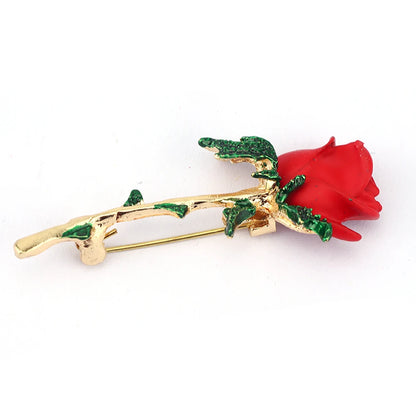 Stylish Charm Rose Brooch Shiny Rhinestone Flower Metal Women Brooch Lapel Pin Wedding Party Jewelry Accessories Gifts