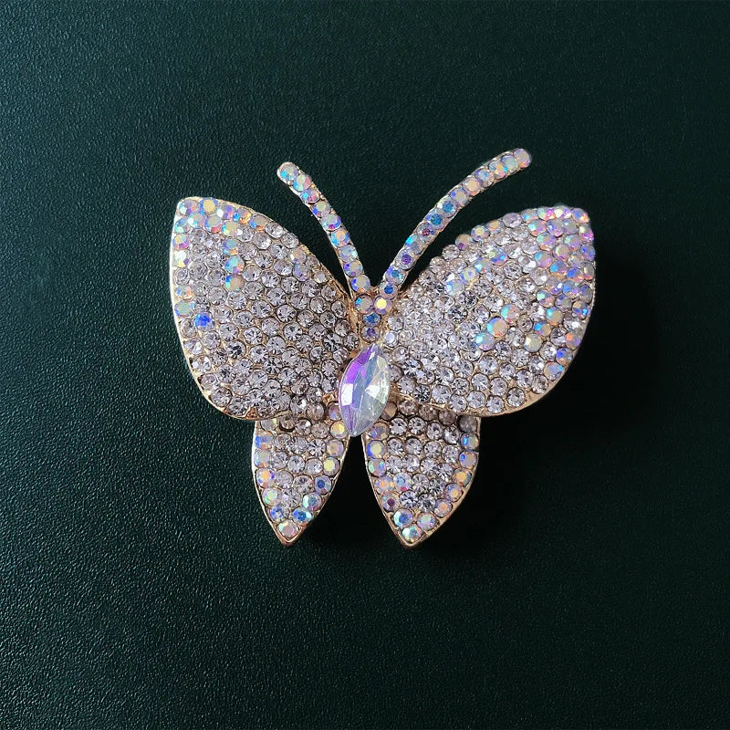Women  Classic Vintage Luxury Crystal Butterfly Brooches Pins Exquistie Fashion Shiny Rhinestone Insect Series Accessories