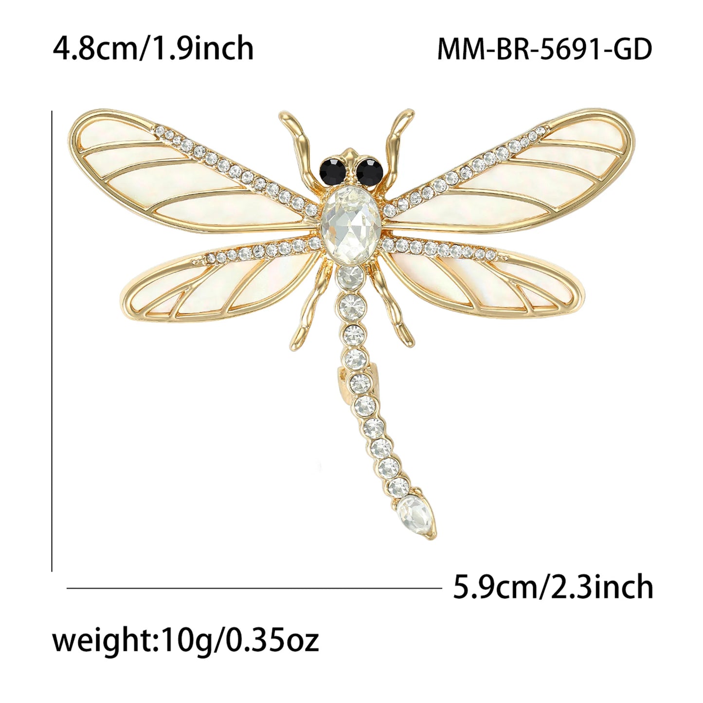Beaut&Berry Luxury Rhinestone Dragonfly Brooches for Women Unisex Insect Pins Casual Party Jewelry Accessories Gifts Decoration