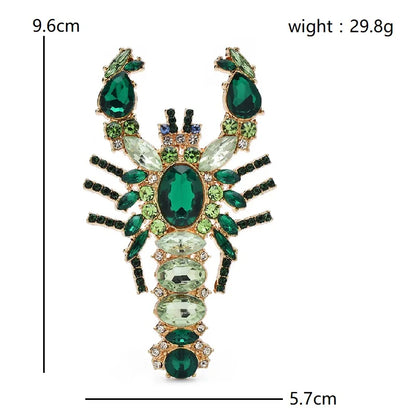 Wuli&baby Big Luxury Shrimp Brooches Metal Rhinestone Water Animal Brooch For Women's Clothes Backpack Pins Gifts