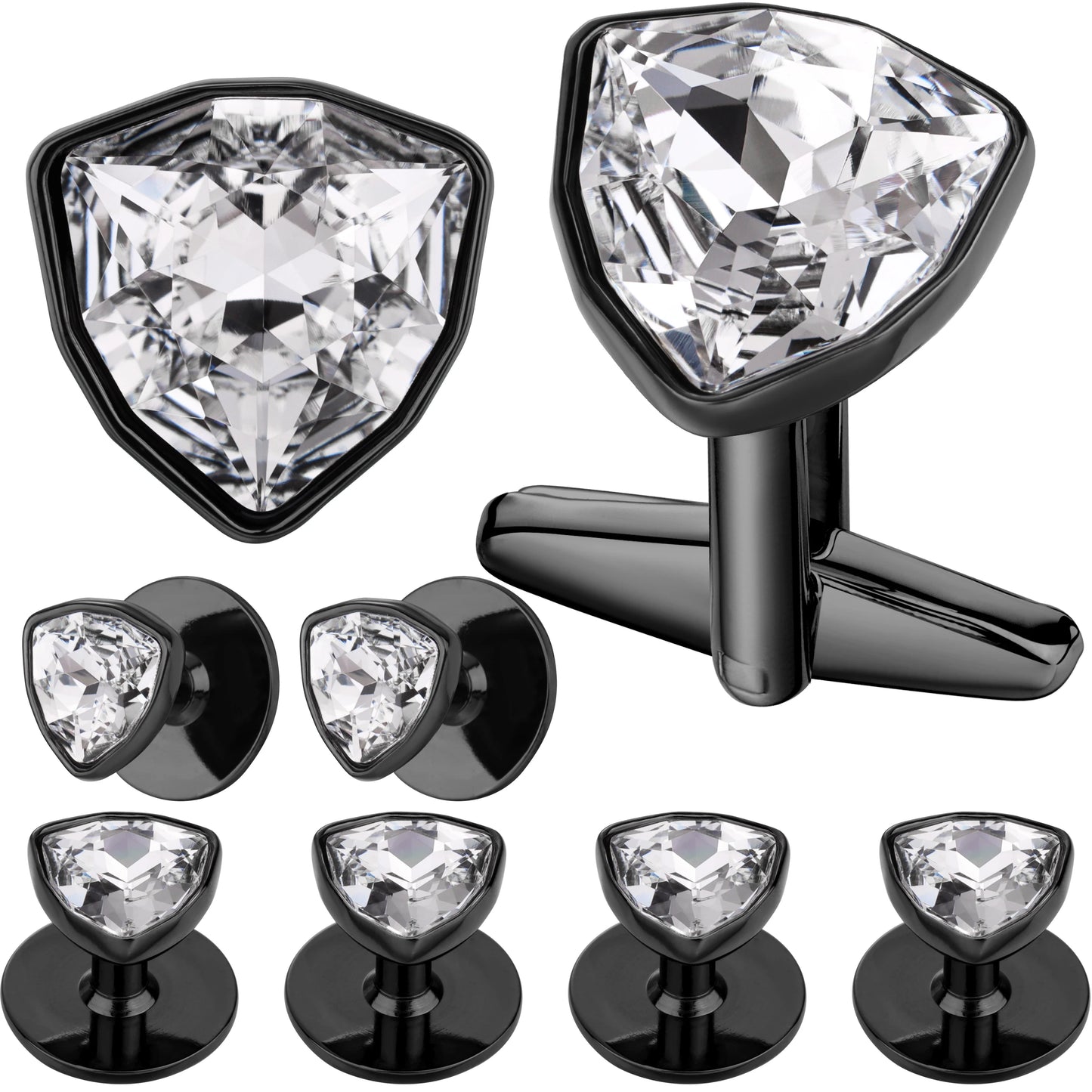 HAWSON Mens Cufflinks and Tuxedo Studs Set,luxury crystal cufflinks for Birthday Wedding Anniversary Jewelry or Accessories