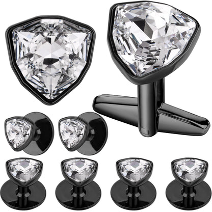 HAWSON Mens Cufflinks and Tuxedo Studs Set,luxury crystal cufflinks for Birthday Wedding Anniversary Jewelry or Accessories