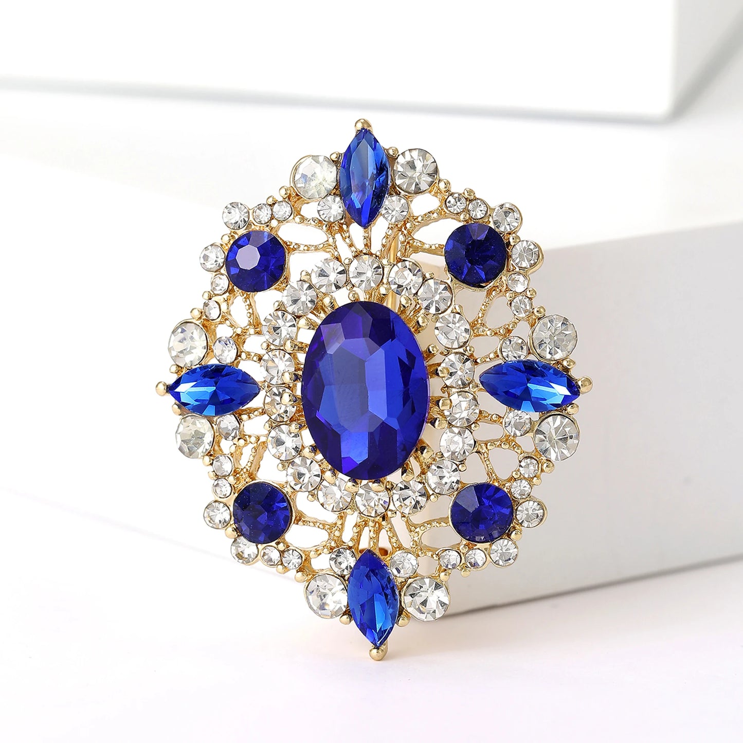 Rhinestone Flower Brooches for Women Unisex Trendy Multicoloured Crystal Glasses Pin Office Party Friend Gifts Accessories
