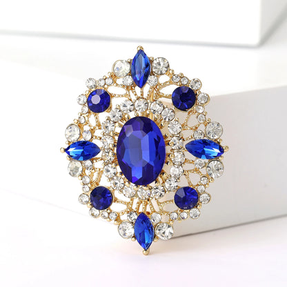Rhinestone Flower Brooches for Women Unisex Trendy Multicoloured Crystal Glasses Pin Office Party Friend Gifts Accessories