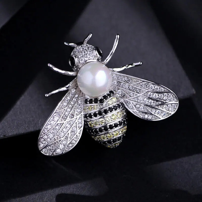 SHMIK Women Men Bee Beetle Crystal Pearl Brooches Pin Fashion Metal Cute Insect Jewelry Accessoreis Retro Women's Men's Brooch