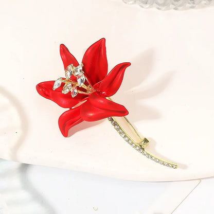 Stylish Charm Rose Brooch Shiny Rhinestone Flower Metal Women Brooch Lapel Pin Wedding Party Jewelry Accessories Gifts