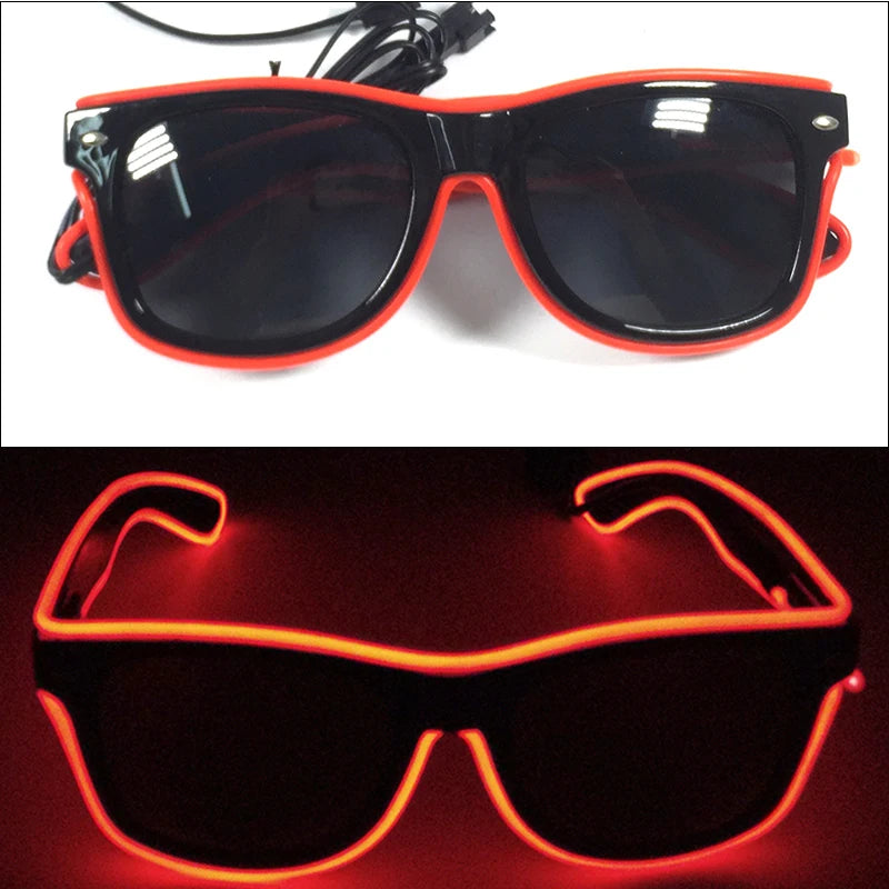 Light Up Led Glasses Neon Party Luminous Glasses EL Wire Glowing Sunglasses Novelty Gift for Adult Glow Bright Light Supplies
