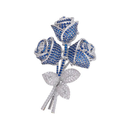 Luxurious heavy industry full of zircon rose bouquet brooch women's high-end elegant elegant evening coat accessories corsage