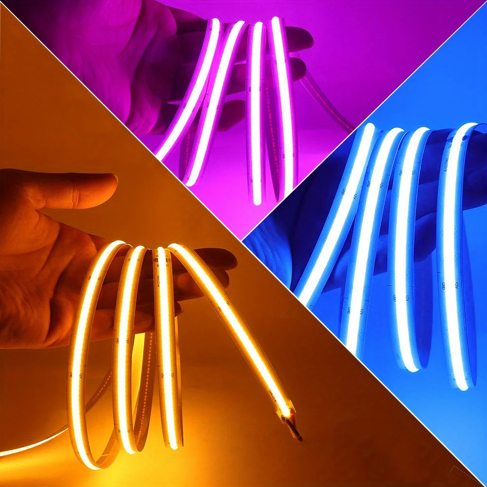 3AA Battery Box COB LED Strip Lights, 5V Flexible COB Strip Light, Flexible Ribbon Diode Tape for Party, Bedroom, Kitchen