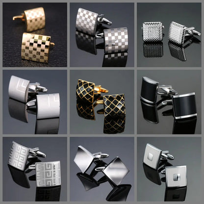Cufflinks Man Luxury French Cufflinks Button Laser Enamel Gold Silvery Cuffs Retro Metal Buckles For Mens Shirts Tuxedo Studs