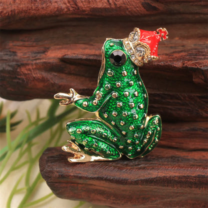 Baroque Luxury Beautiful Frog Prince Design Brooch for Men and Women, Jewelry Accessories, Wedding Holiday Party Gift