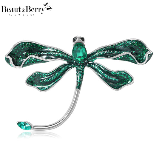 Beaut&Berry Luxury Enamel Dragonfly Brooches for Women Unisex Insect Pins Casual Party Jewelry Accessories Gifts Decoration