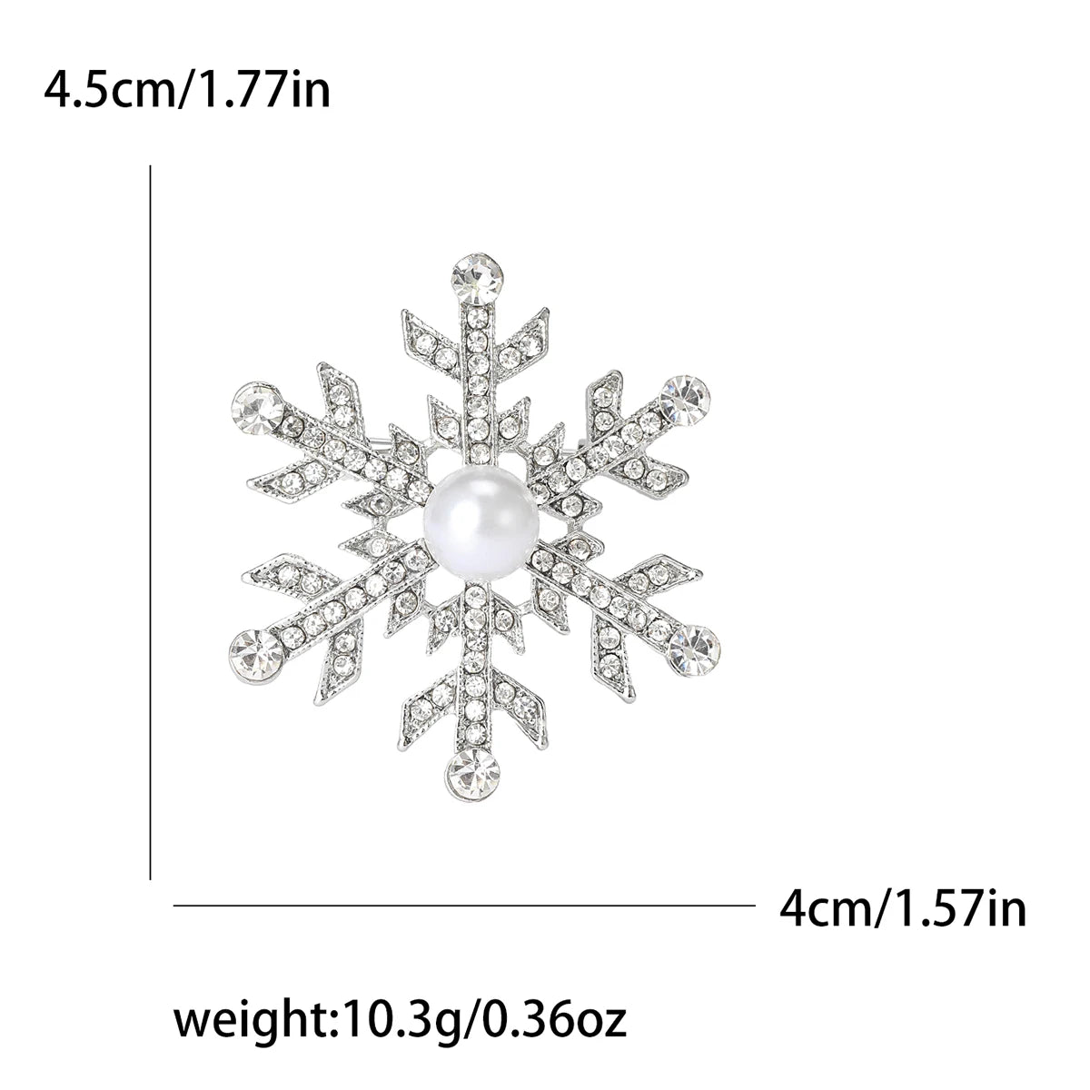 Christmas Rhinestone Snowflake Brooches for Women Unisex Pearl Ice Crystal Pins Office Party Friend Gifts Jewelry Accessories