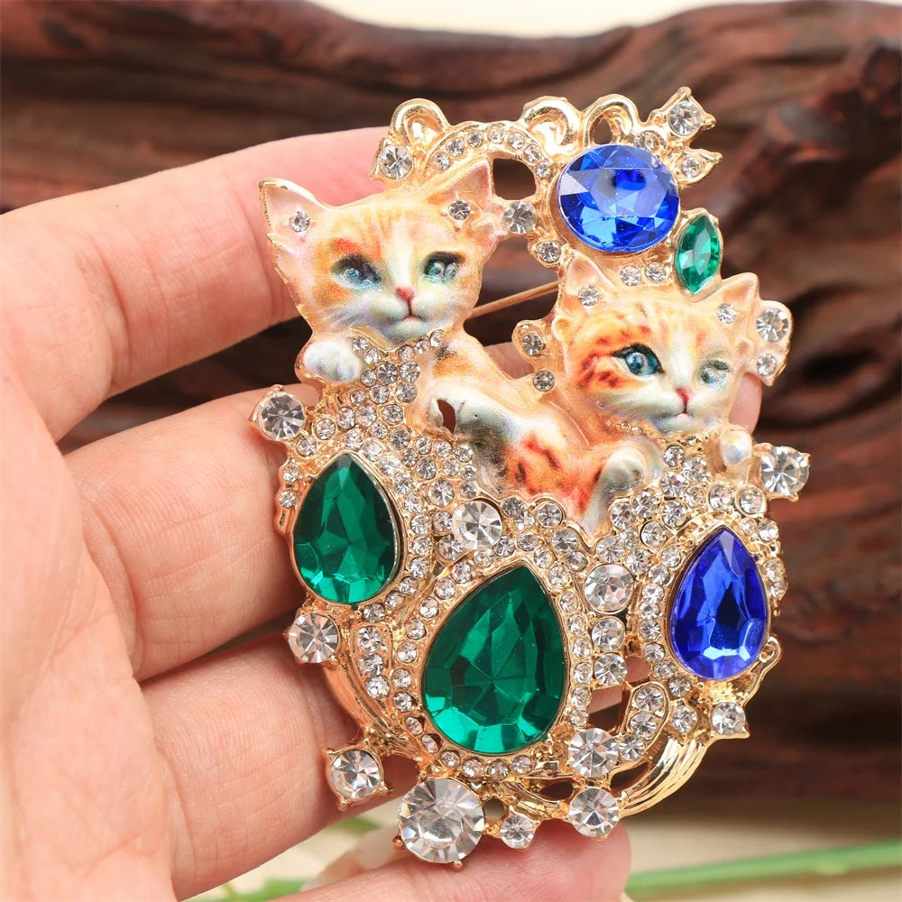 Baroque Vintage Cat Animal Design Men's Women's Brooch Pin，Jewelry Accessories, Wedding Holiday Party Couple Surprise Gift