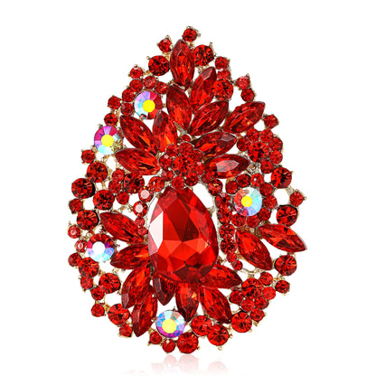 Beaut&Berry Luxury Crystal Flower Brooches for Women Unisex Water Drops Pins Friends Party Gifts Banquet Jewellery Accessories
