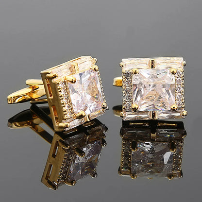 Diamond Cufflinks Mens Shirts Jewelry Luxury Brand Button Green French Style Cufflinks Black Crystal Hot Sale Cuff zircon Buckle
