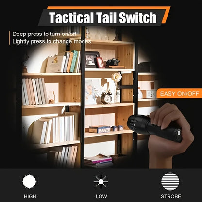 High Power T6 LED Flashlights Camping Torch 5 Light Modes Zoom Light Aluminum Alloys Waterproof Material External 18650 Battery