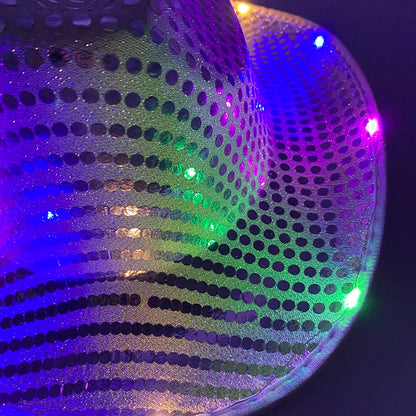 LED Glowing Cowgirl boy Hat Neon Luminous Bride Hat For Holiday Light Up Supplies Fluorescent Party Props Bachelorette Party Hat