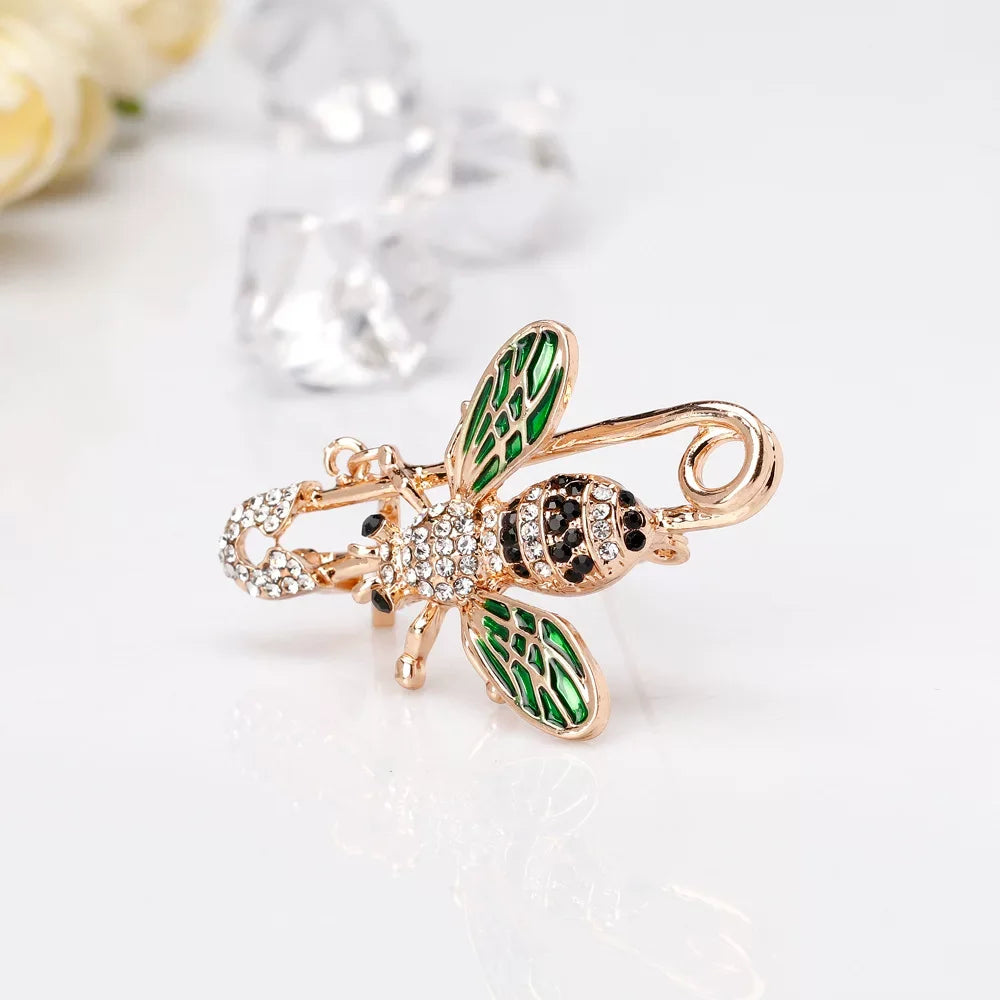 Vintage Bee Insect Lapel Pins Enamel Crystal Rhinestone Insect Brooch For Women Men Jewelry Wholesale