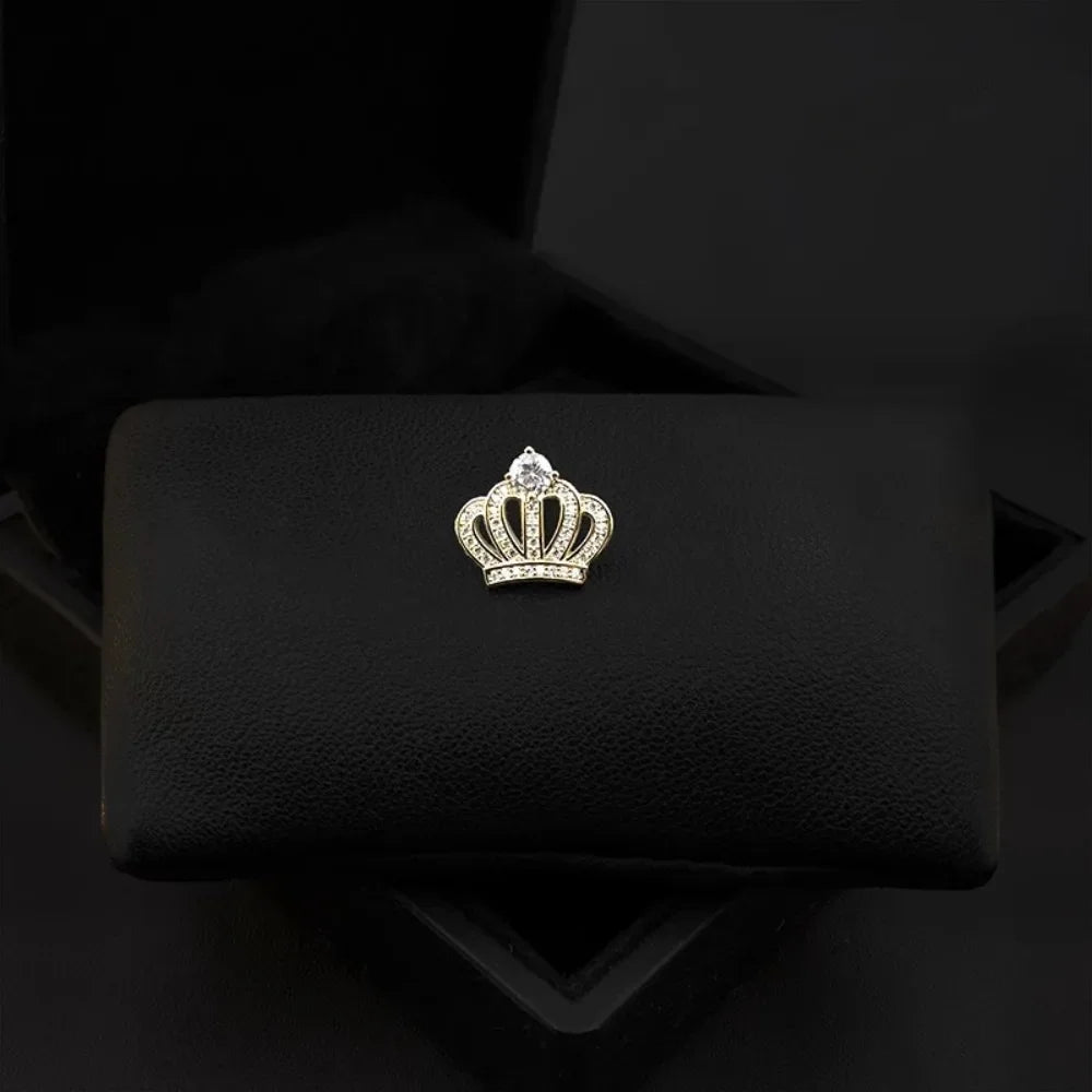 Exquisite Cute Hollowed-out Crown Crystal Zircon Brooches for Men Women Suit Jacket Pin Simple Personality Jewelry Accessories
