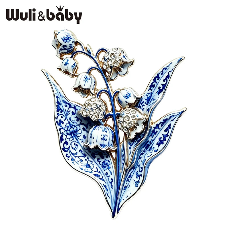 Wuli&baby Beautiful Lily Flowers Brooches For Women 2-color Enamel Rhinestone Plants Party Office Brooch Pins Gifts