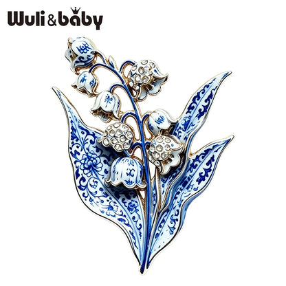 Wuli&baby Beautiful Lily Flowers Brooches For Women 2-color Enamel Rhinestone Plants Party Office Brooch Pins Gifts