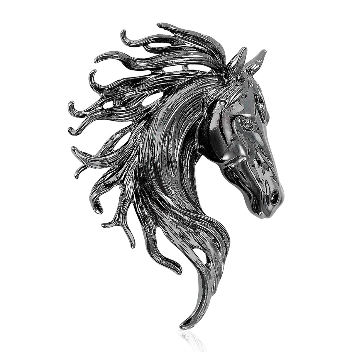 Beaut&Berry Luxury Glossy Horse Head Brooches for Women Zodiac Animal Pins Casual Party Accessories New Year Gifts Friends