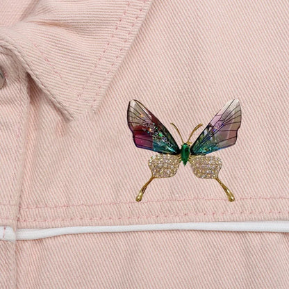 Purple Butterfly Brooch Women's Diamond-inlaid Alloy Insect-shaped Collar Needle Transparent Wings Advanced Butterfly Brooch