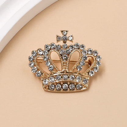 Luxurious Diamond Crown Brooch Women’s Alloy Rhinestone Brooch Fashionable and Versatile Suit Jacket Coat Accessory Brooches