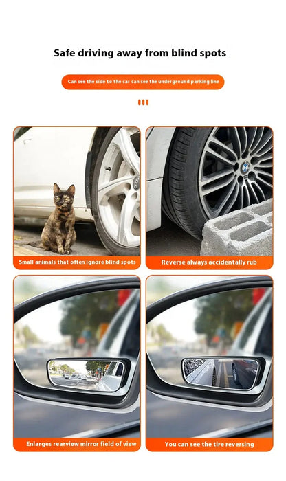 2Pcs 360 Degree Adjustable Blind Spot Mirror Car Auxiliary Rearview Convex Mirror Round Frame Wide Angle Mirrors for Car Reverse