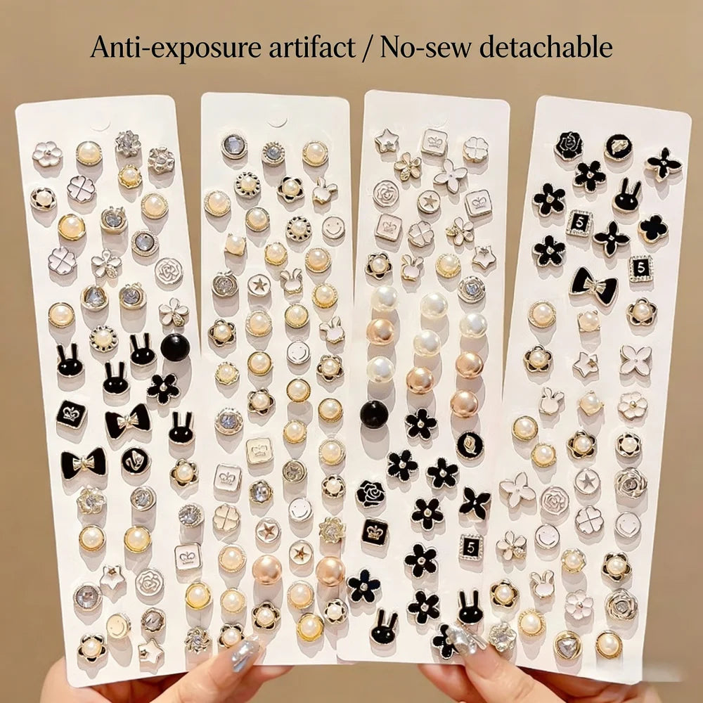 Multi-Pack Mixed Style Anti-exposure Brooch Set, Exquisite Versatile Style, Suitable for Clothing Fixing / Neckline Security / D