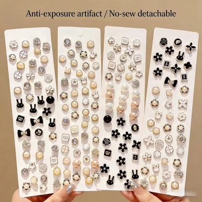 Multi-Pack Mixed Style Anti-exposure Brooch Set, Exquisite Versatile Style, Suitable for Clothing Fixing / Neckline Security / D