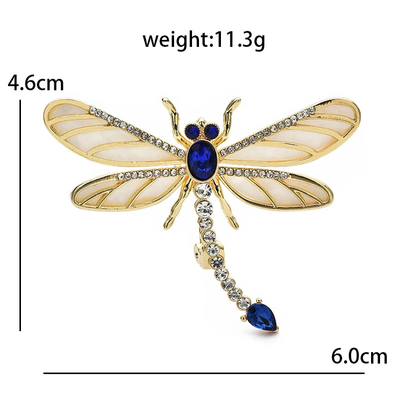 Wuli&baby Beautiful Dragonfly Brooches For Women Unisex 2-color Rhinestone Insects Party Office Brooch Pins Gifts