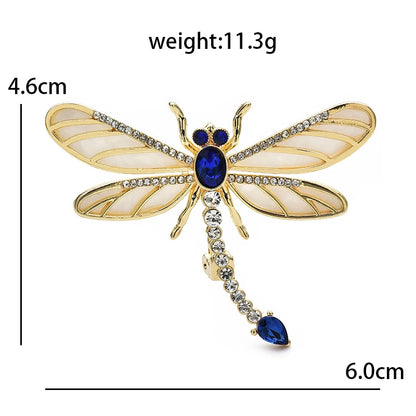 Wuli&baby Beautiful Dragonfly Brooches For Women Unisex 2-color Rhinestone Insects Party Office Brooch Pins Gifts